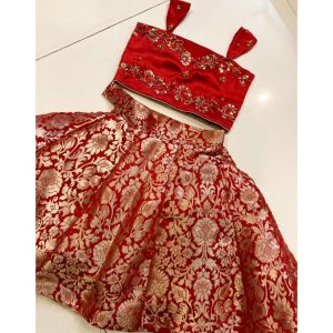 Red Handwork Choli with lehenga TnSK23