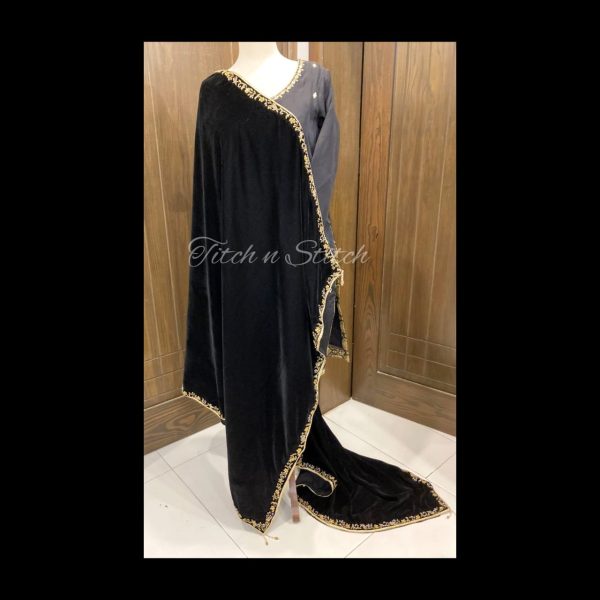 Black Velvet Shawl - TNSVS06 - Image 3
