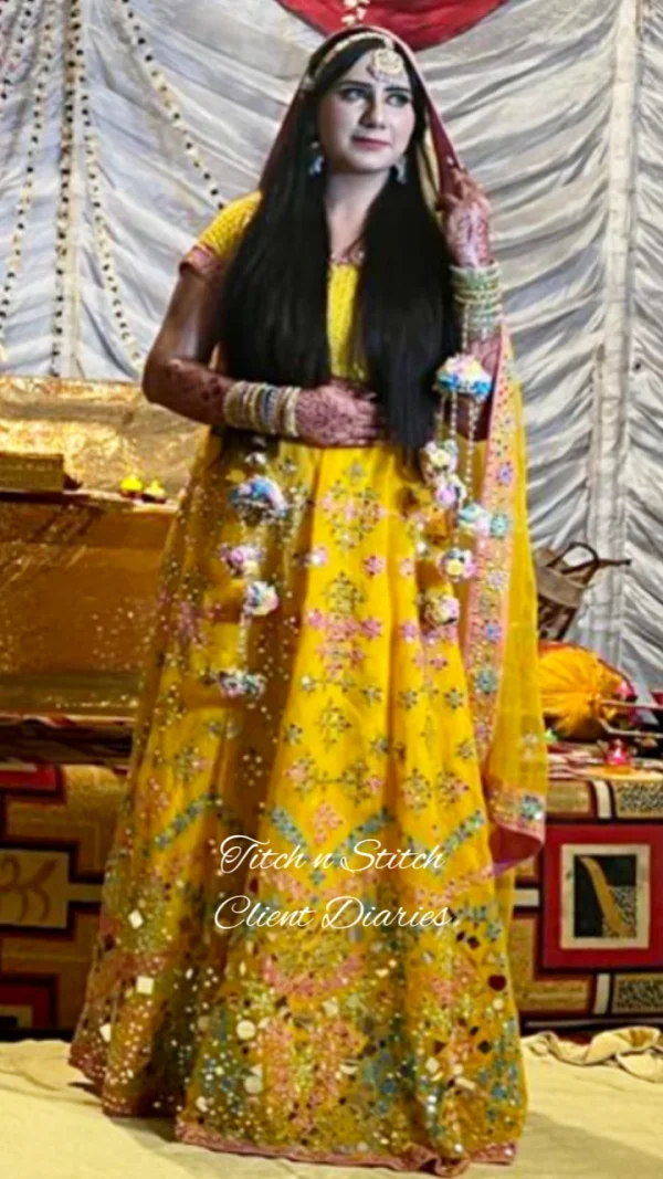 Yellow Lehenga Choli with Mirror Work TNSML 01 - Image 2