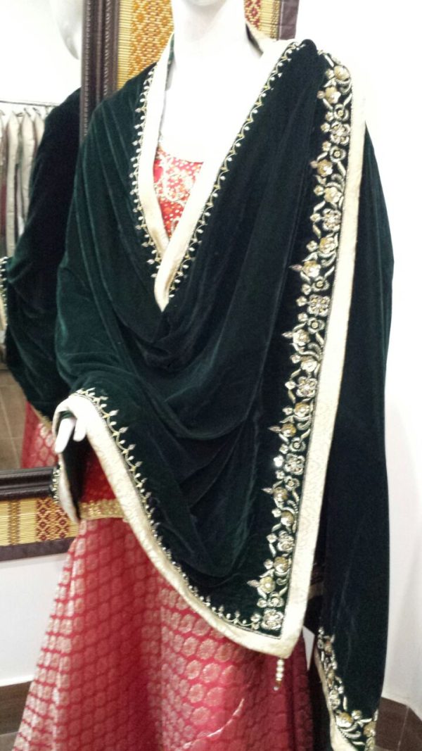 Bottle Green Luxury Shawl TNSVS08
