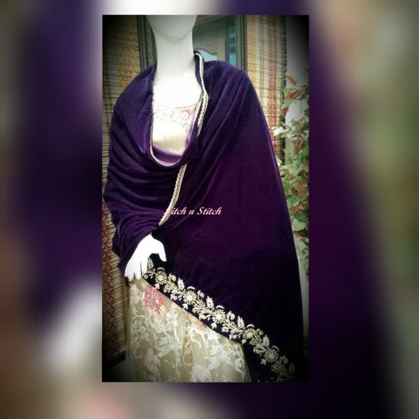 Purple Hand Embroidered Shawl TNSVS01