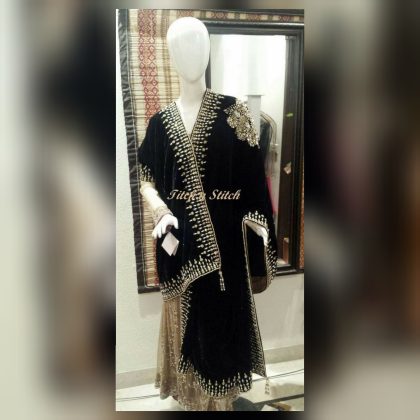 Black Hand Embellished Shawl TNSVS02