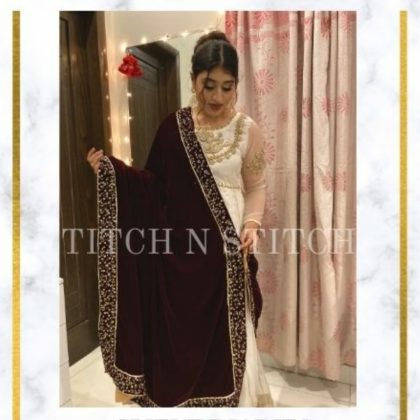 Maroon Velvet Shawl TNSVS10