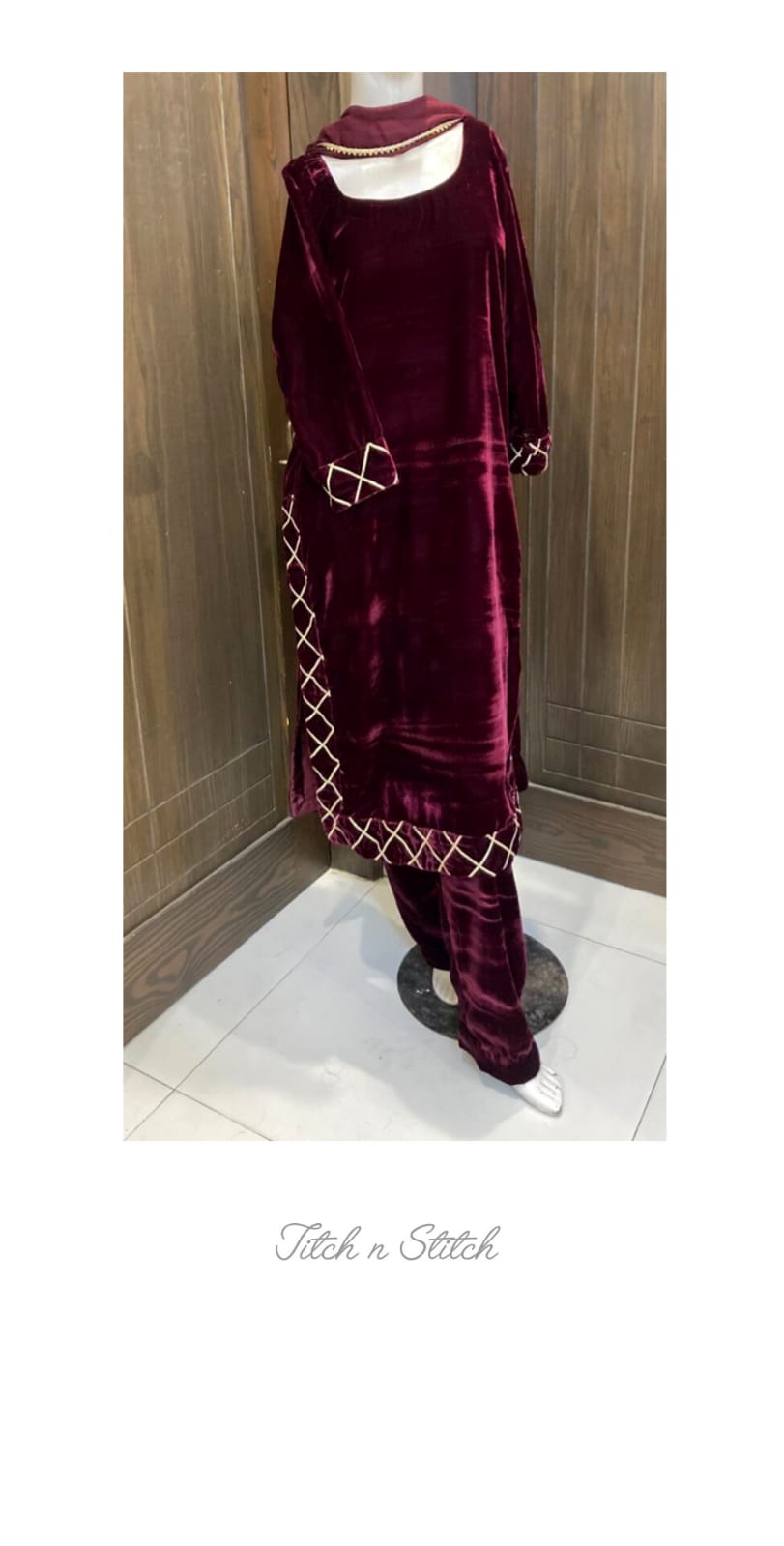 Maroon velvet outfit TNSVD02 - Image 2