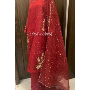 Blood Red Organza Suit TNSPR38