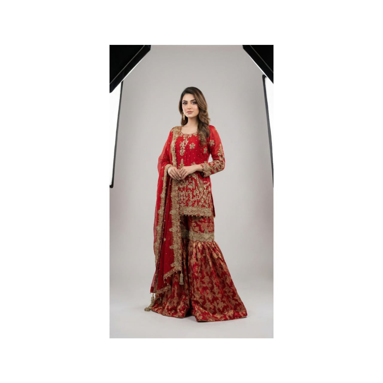 Red Bridal Gharara Outfit TNSB02
