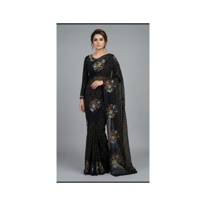 Black Saree with Sequins Work TNSSR06
