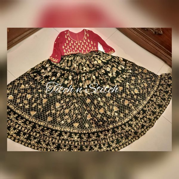 Red and Green Lehenga Choli TNSML 24 - Image 2