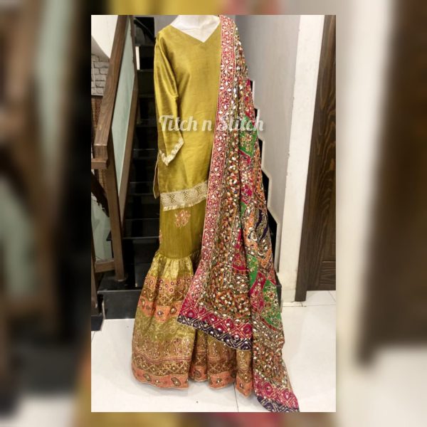 Multi-Colored Dupatta with Gharara Suit TNSML23 - Image 2