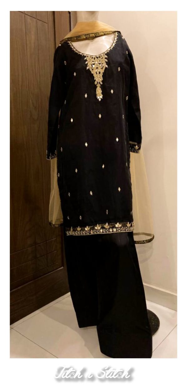 Black farshi shalwar suit TNSPR24 - Image 2