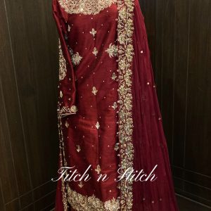 Maroon Rajasthani Sharara Bridal Wear TNSB13