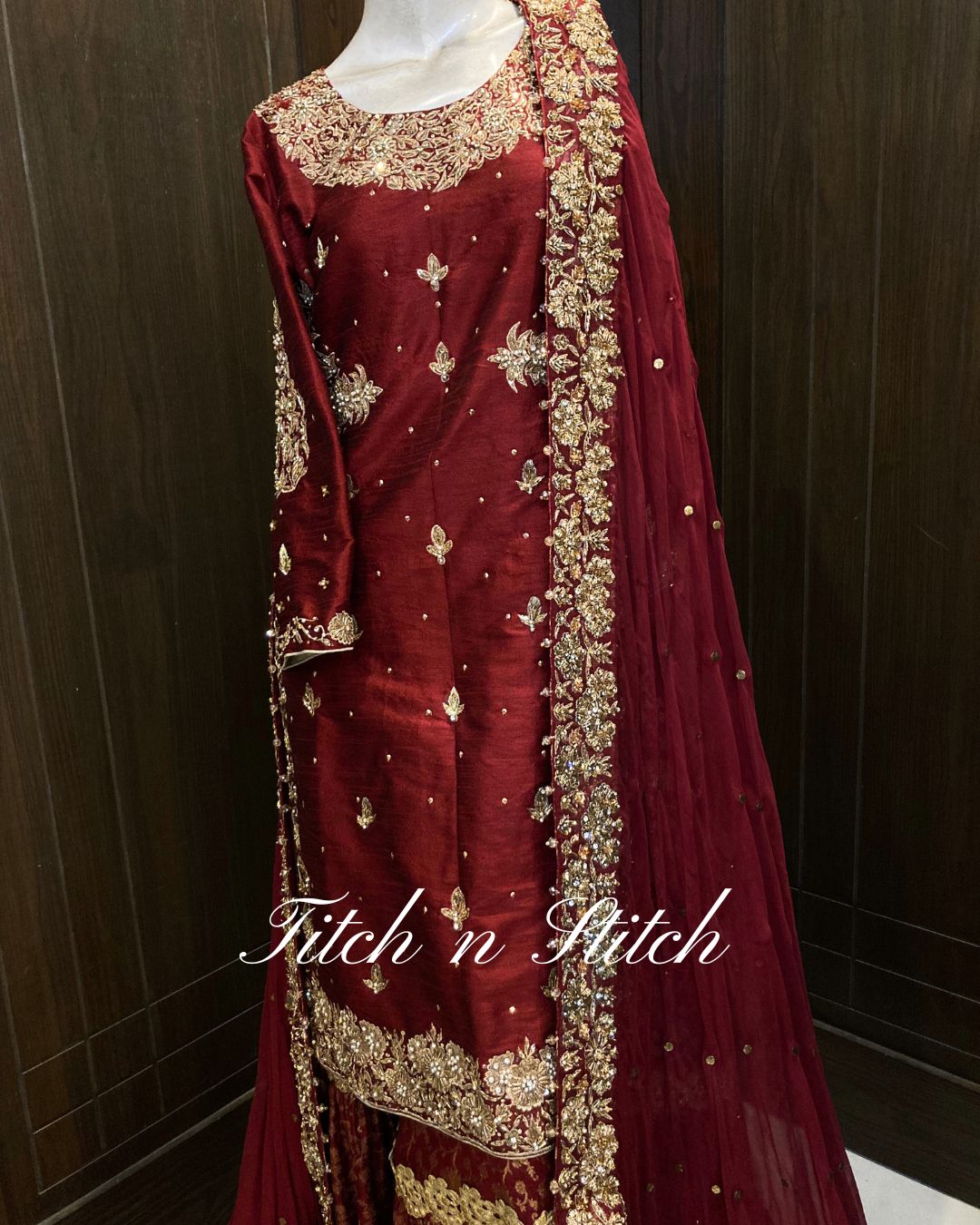 Maroon Rajasthani Sharara Bridal Wear TNSB13