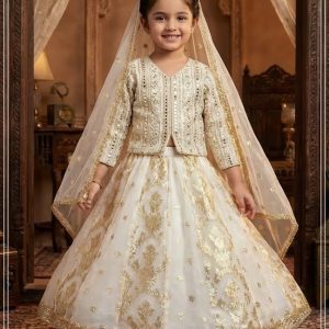 White chikankari choli with fancy lehenga TNSK29