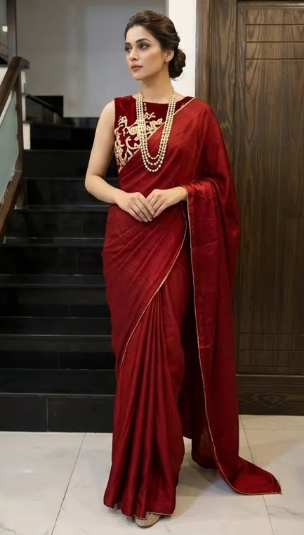 Deep red saree TNSSR04